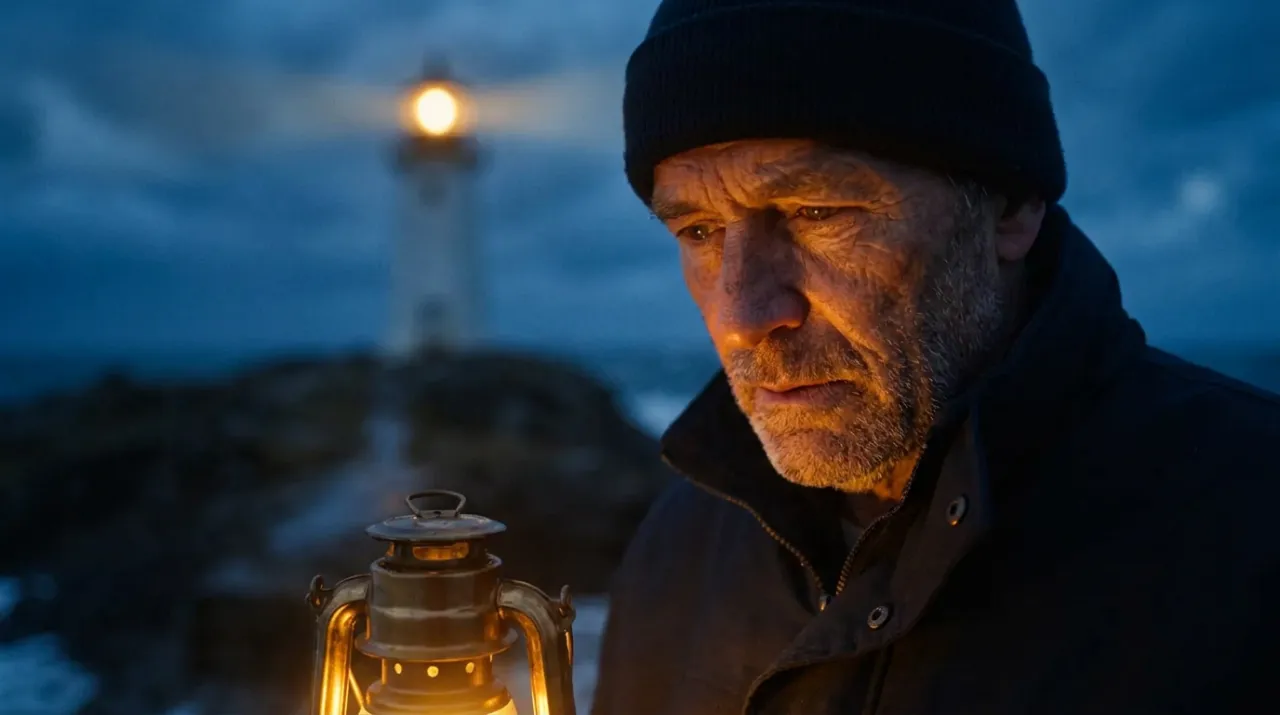 Lighthouse keeper scene, shot 3: close-up