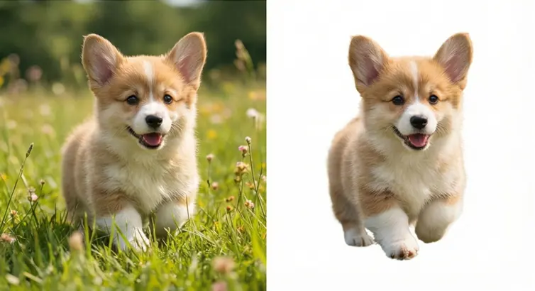 Before/after background removal — объект на прозрачном фоне