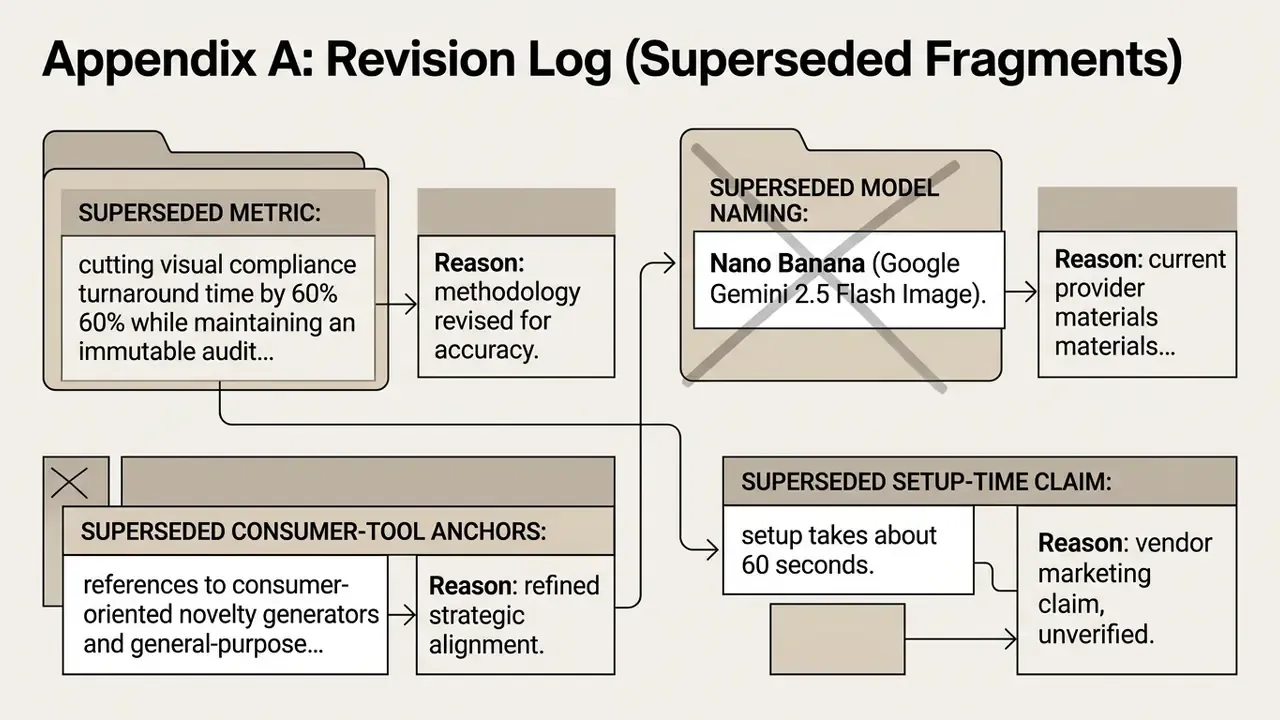List of superseded text fragments and their associated reasons for removal in a connected layout