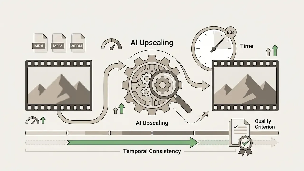Video clips moving through a central processing gear to achieve temporal consistency and quality refinement