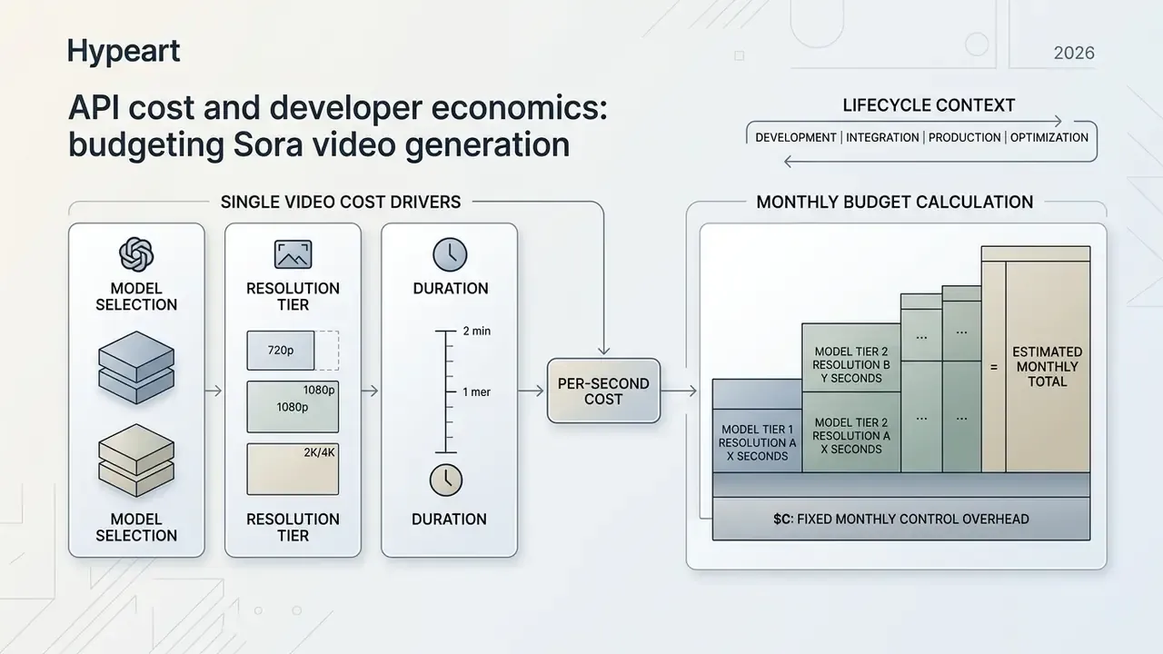 Breakdown of Sora video generation cost drivers and a formula for calculating monthly budget requirements