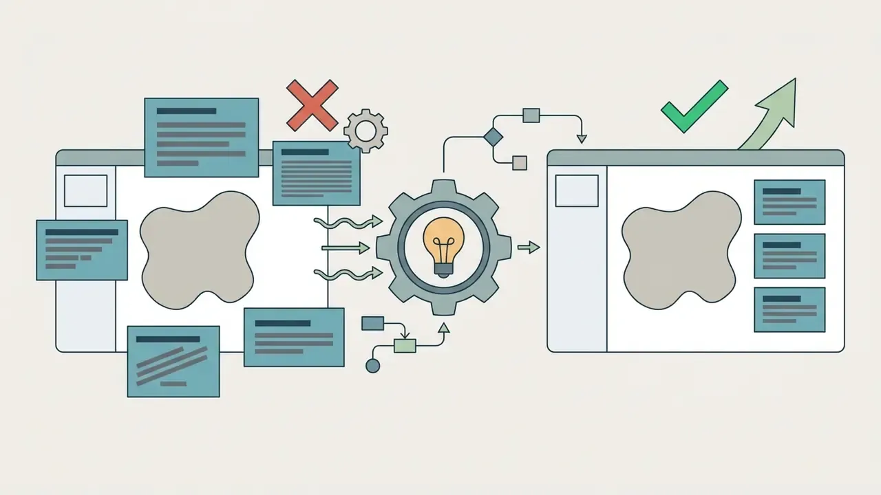Gear mechanism converting scattered text boxes into an organized layout for Google Slides
