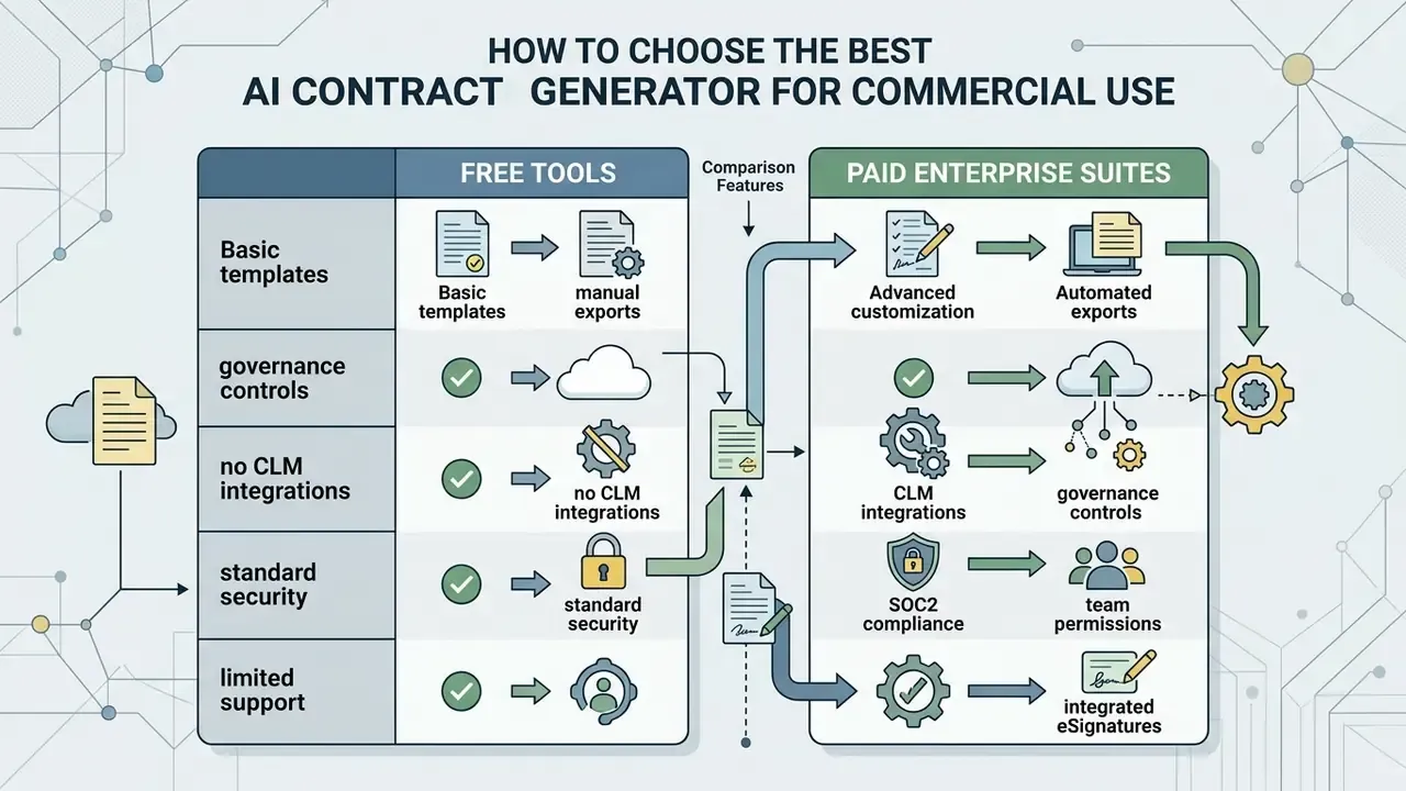 Comparison matrix contrasting features of free tools against paid enterprise software suites