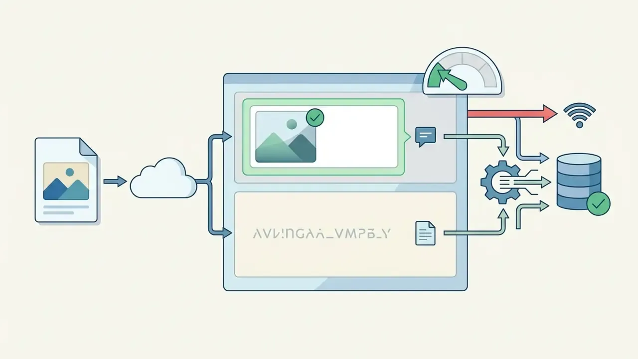 File upload to cloud storage processing into image previews and text links for messaging platforms