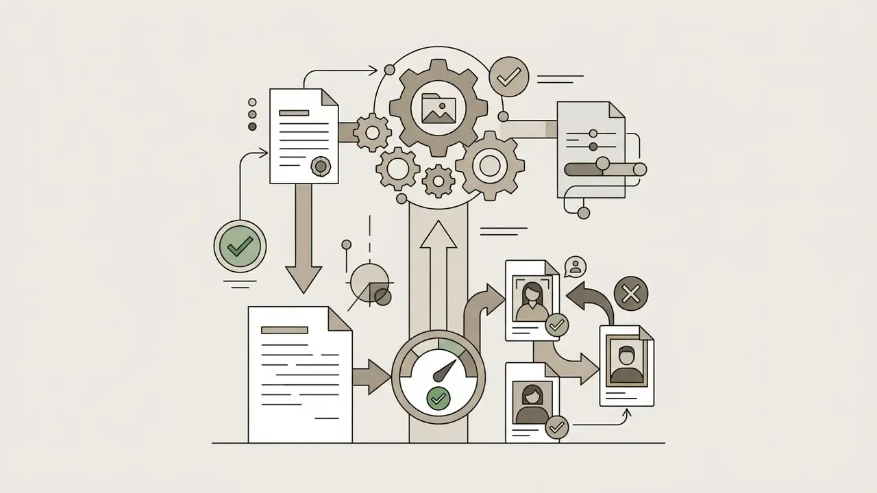System of gears and documents representing data consent and privacy protocols for an ai kissing generator