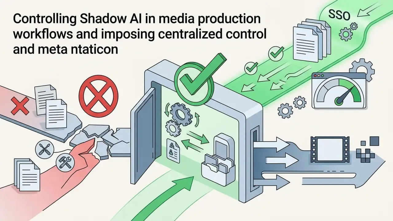 Centralized gateway filtering unauthorized production assets toward secure SSO managed workflows