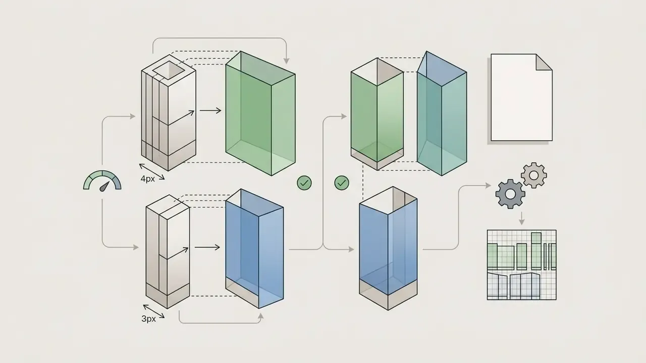 Technical schematic showing how 4-pixel and 3-pixel limb models map to a flat 2D texture grid