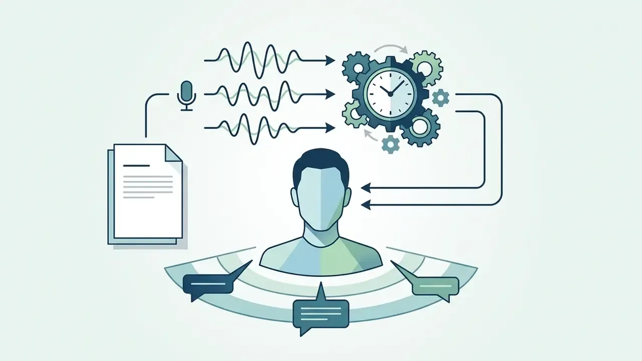 Text and audio inputs processing through a clockwork mechanism to animate a digital talking head avatar