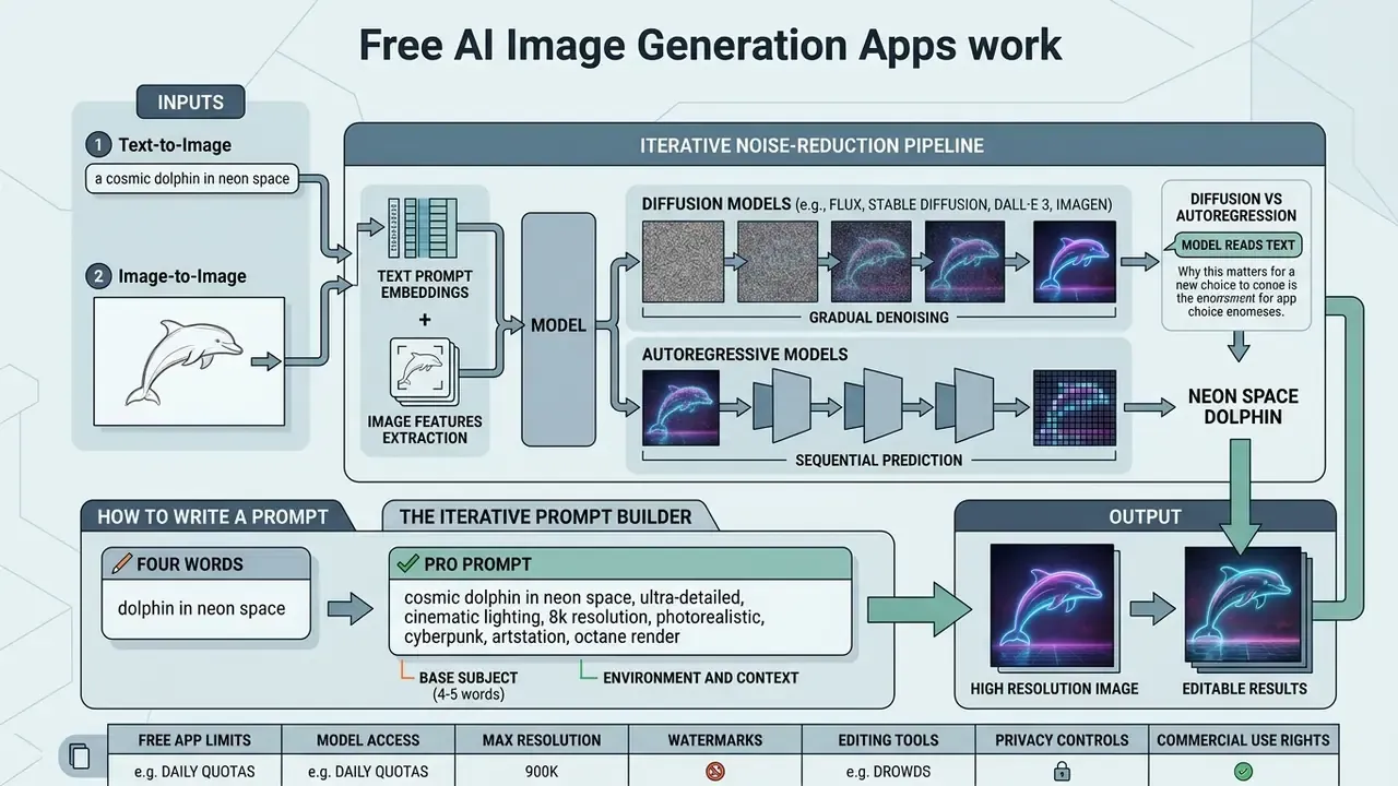 Flowchart detailing the technical process of diffusion and autoregressive models for image generation