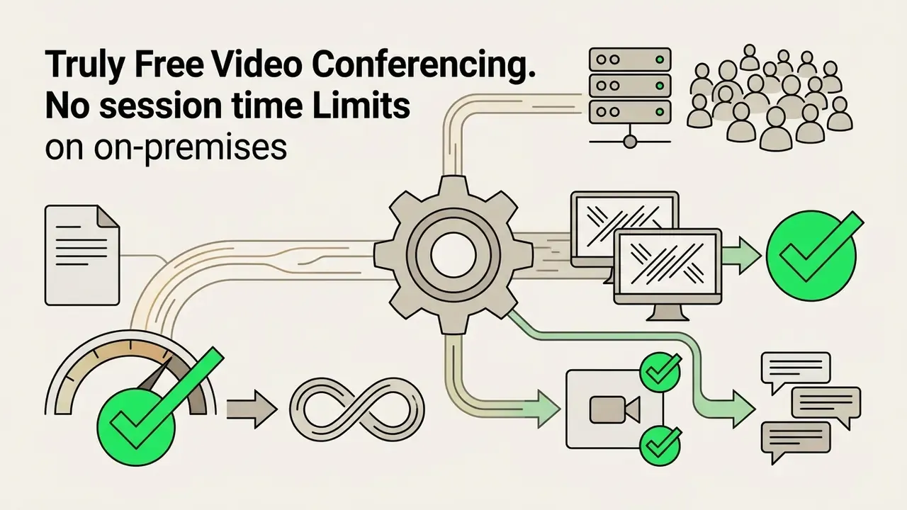 Central gear mechanism connecting server data to user groups, video endpoints, and messaging tools