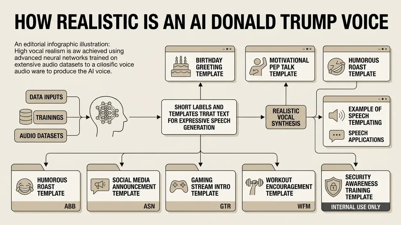 Flowchart displaying how neural networks process text templates into various synthesized speech applications