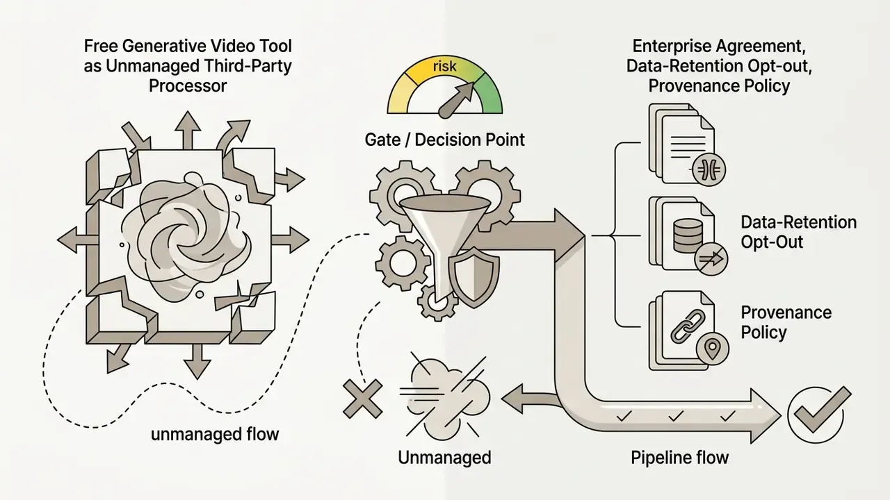 Risk assessment model showing the transition from unmanaged generative tools to governed enterprise pipelines