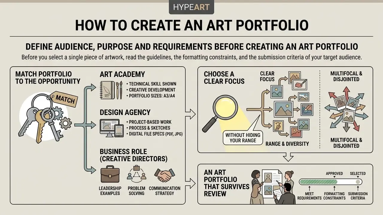 Flowchart showing how to match portfolio content to specific career opportunities and maintain focus