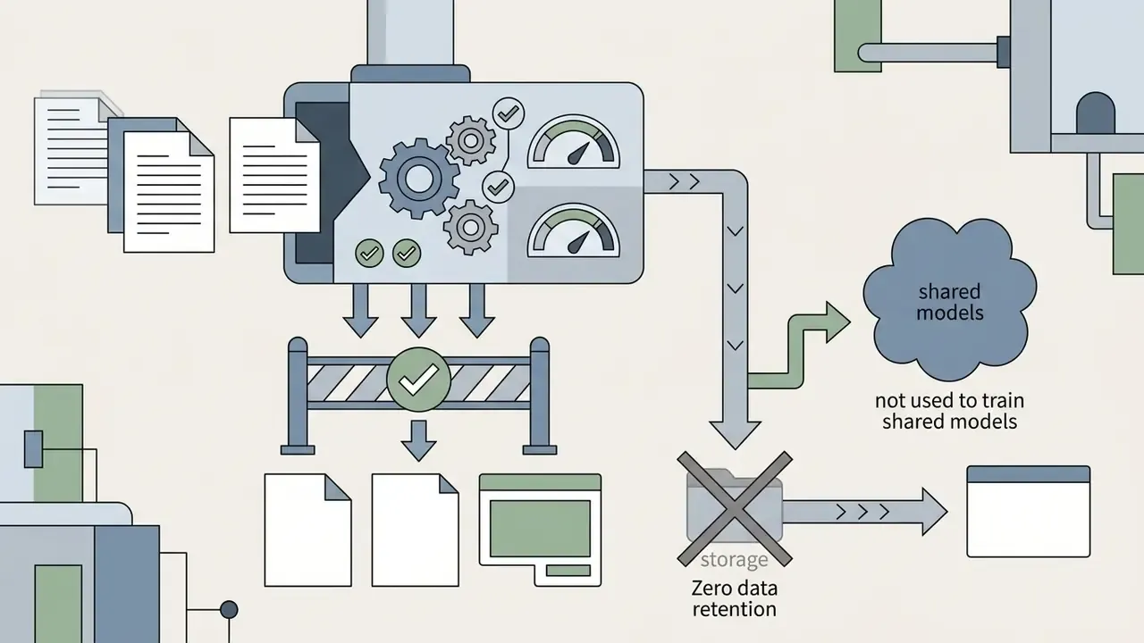 Processing machine blocking data from entering storage or being used to train shared AI models