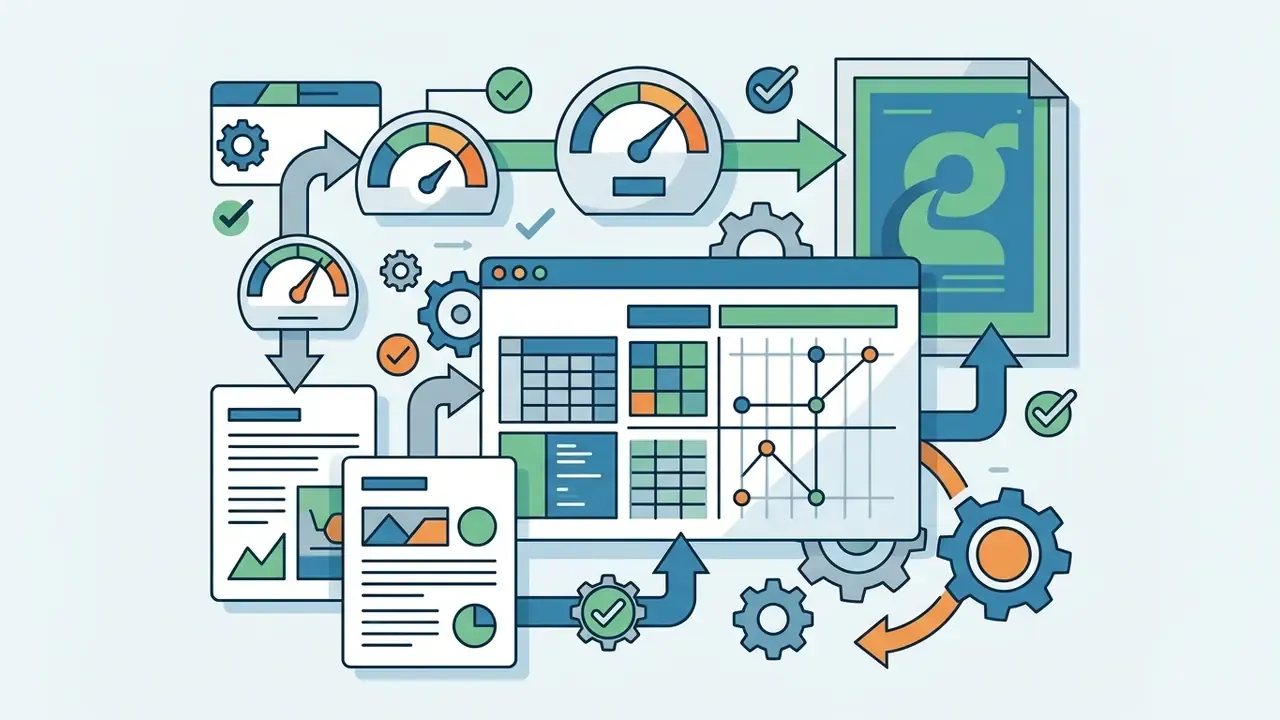 System of gauges and gears processing data documents and charts into a final high resolution print file