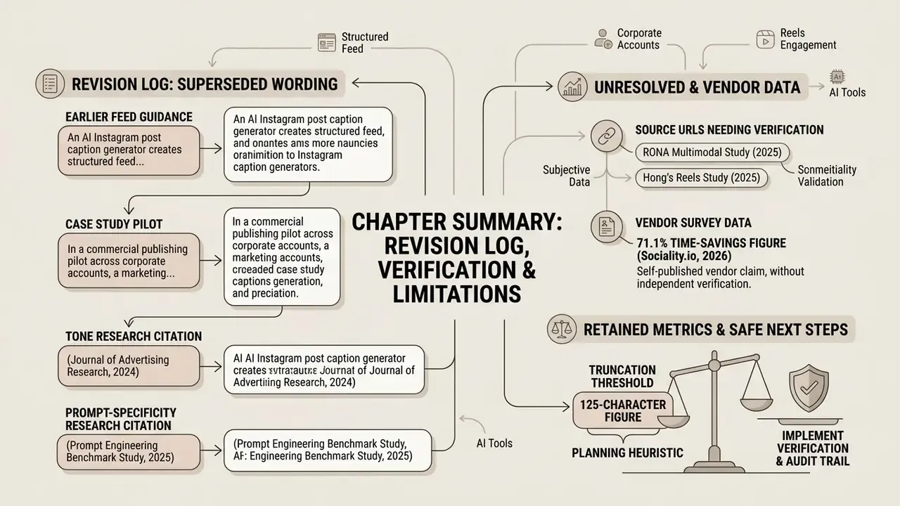 Diagram mapping superseded wording, research citations, vendor data, and verification audit steps