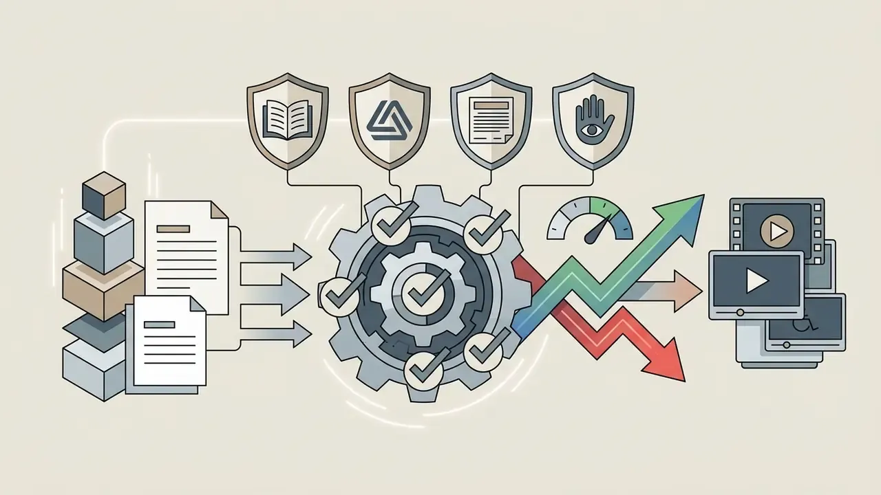 Documents and blocks feeding into a gear mechanism with security shields to produce video output