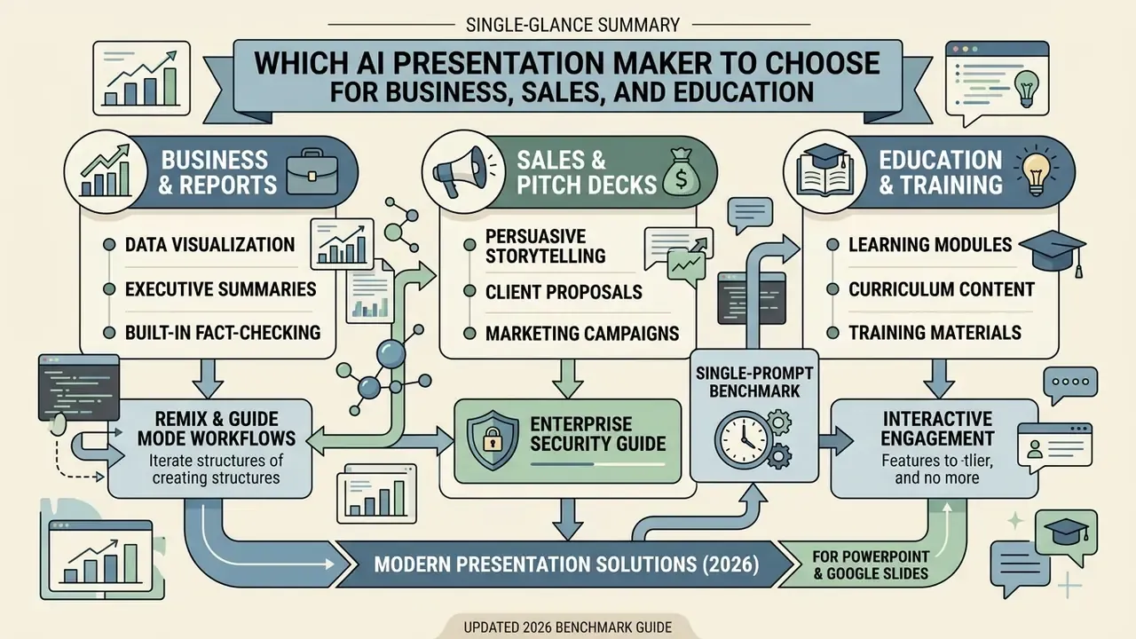 Summary of presentation software capabilities mapped to business, sales, and education use cases