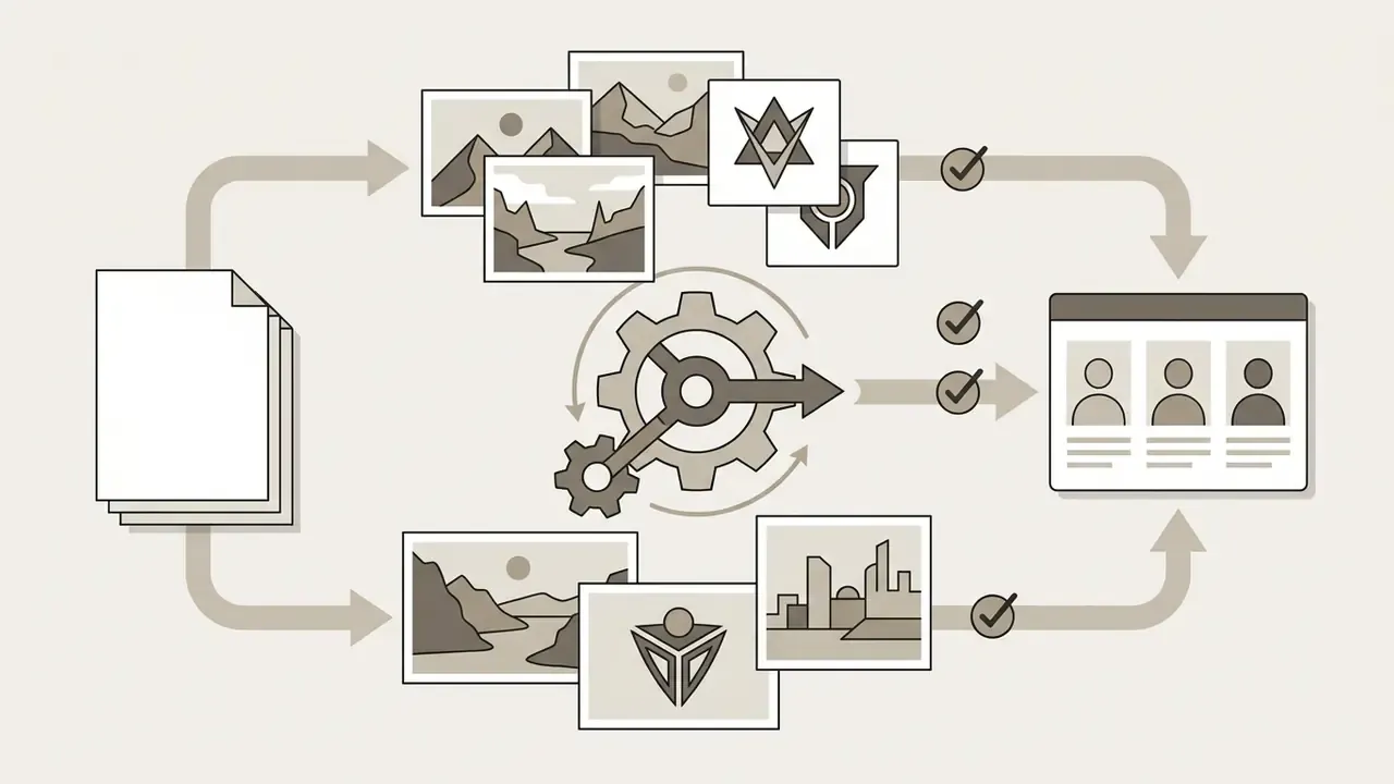 Documents feeding into a gear mechanism that processes various landscape and symbol images into profiles