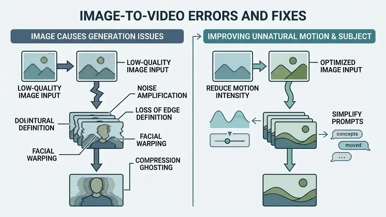 Comparison of factors causing visual distortion in generative video versus methods to optimize output