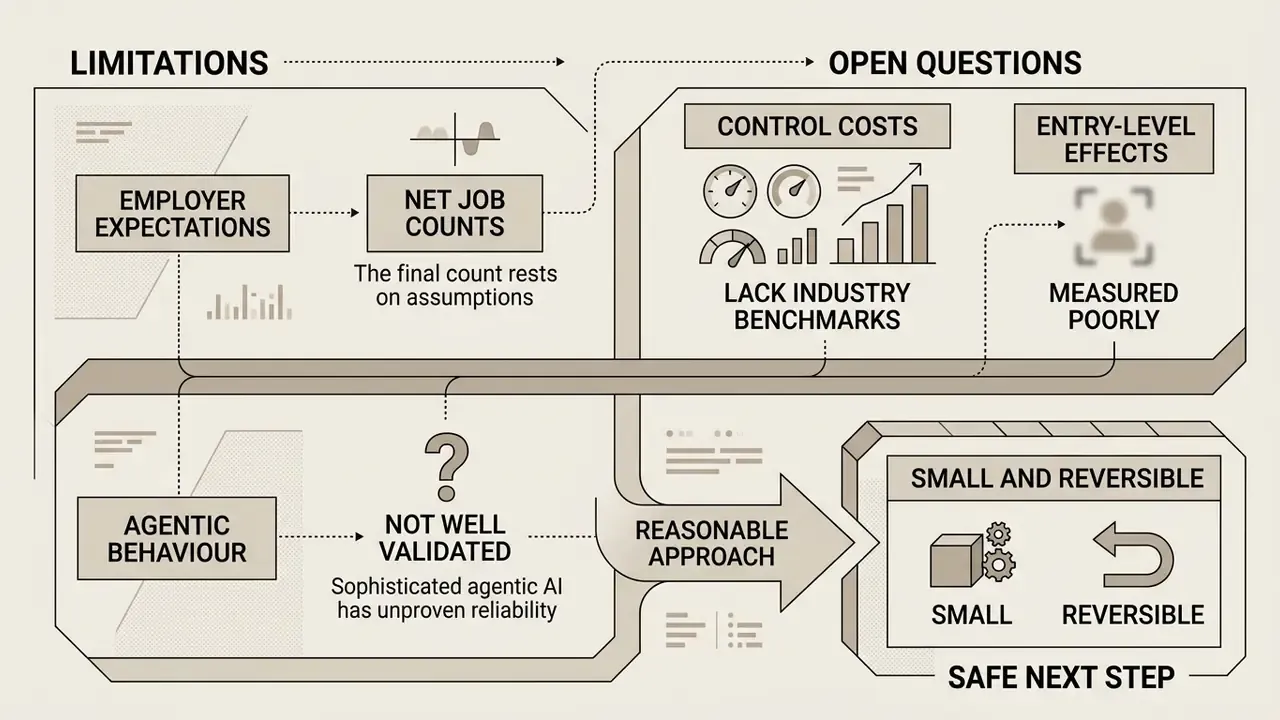 Summary of AI job market uncertainties and a recommended small, reversible approach for implementation