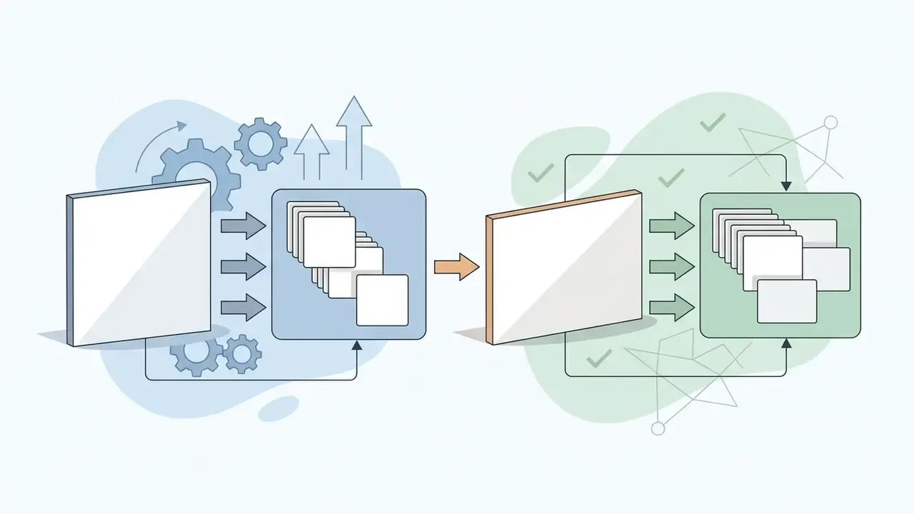 Two sequential modules showing canvas inputs being processed into stacked image variations