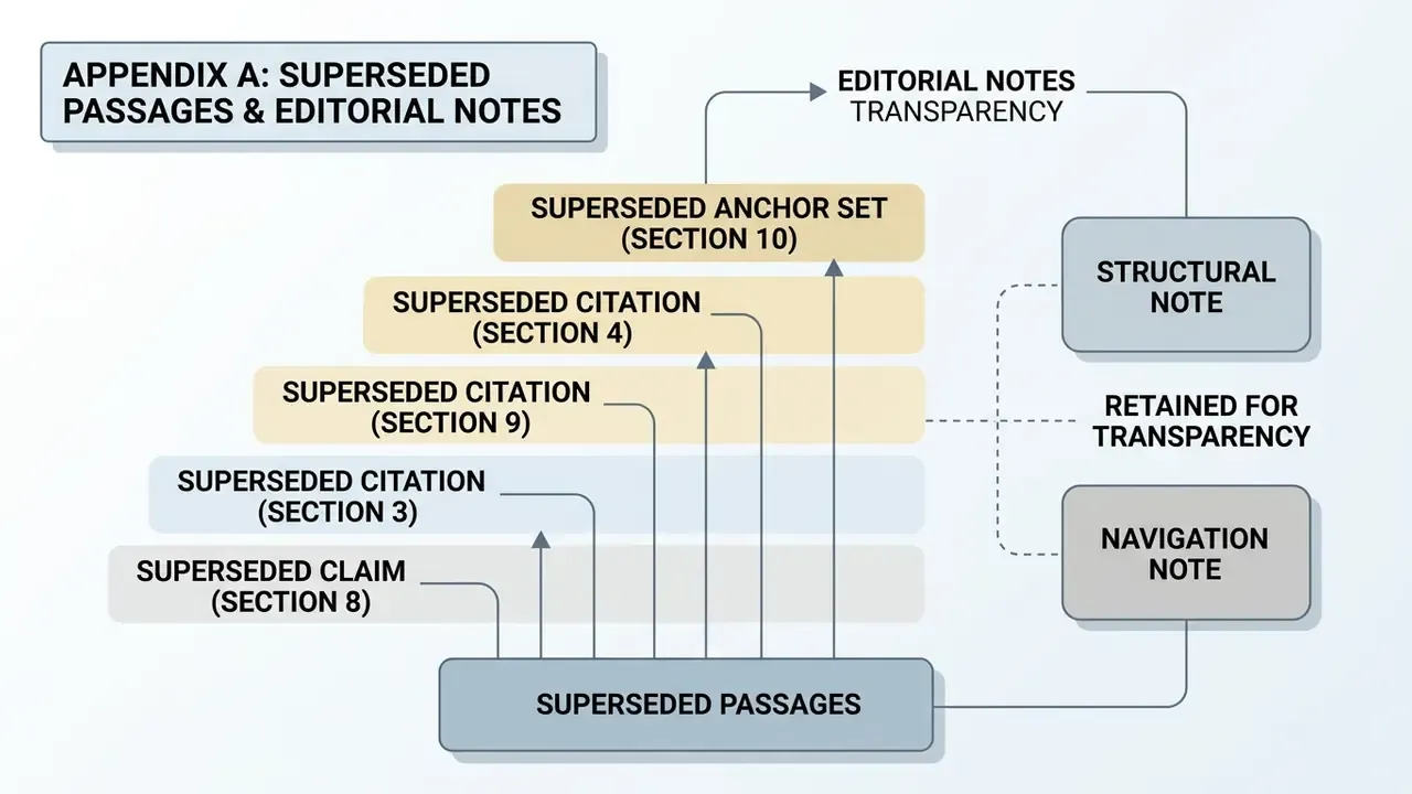 Summary of superseded passages and editorial notes linking specific sections to transparency documentation