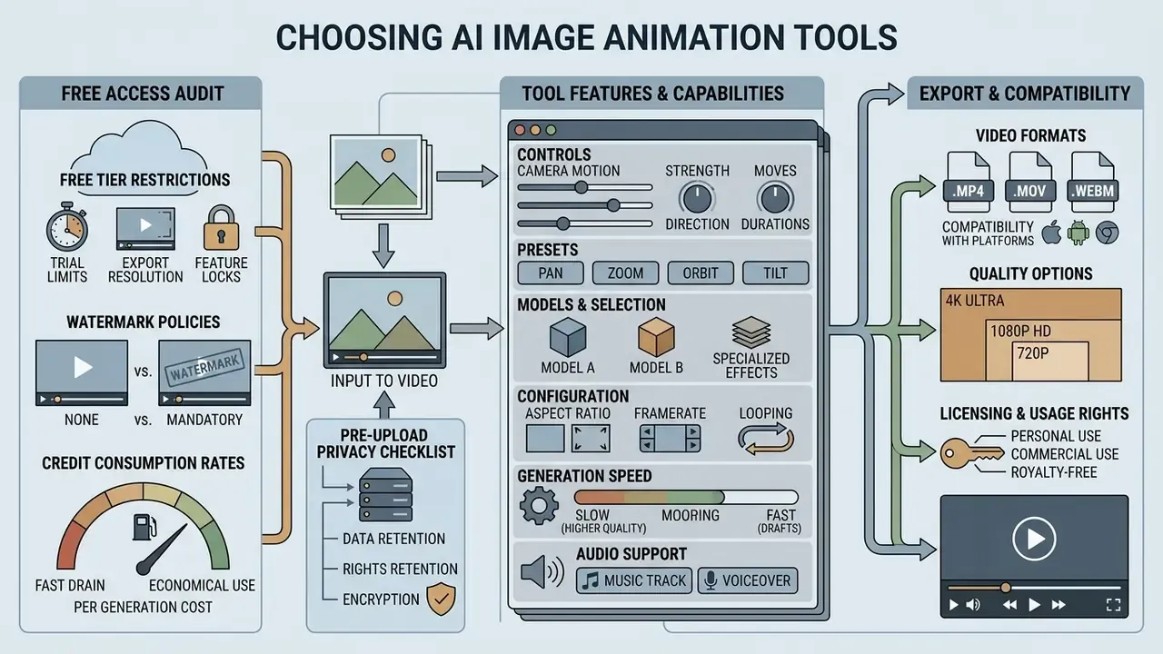 Diagram outlining the audit process for software features, privacy, and export compatibility