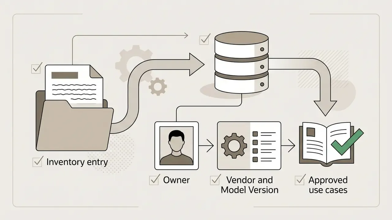 Data flow diagram showing document registration linked to owner, vendor, model version, and use cases