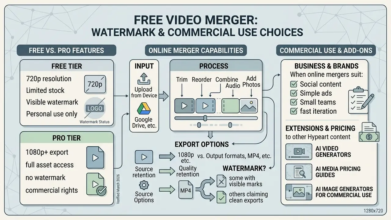 Comparison of free and pro video editing tiers, processing workflows, and commercial usage considerations