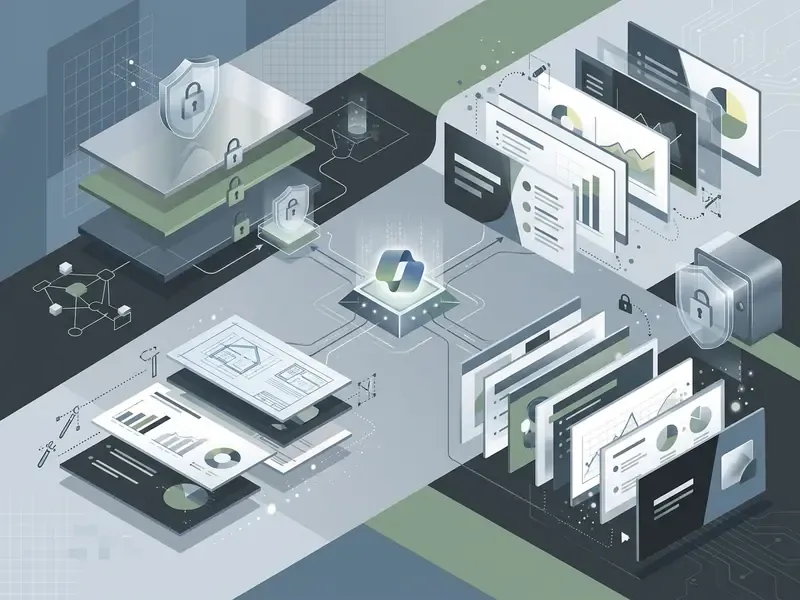 Central AI processor converting secure data inputs into formatted business presentation slide layouts