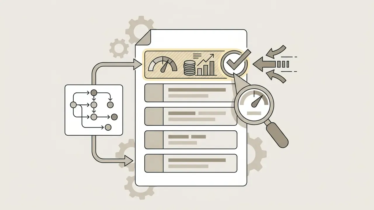 Document with a highlighted pay transparency section being evaluated by a magnifying glass
