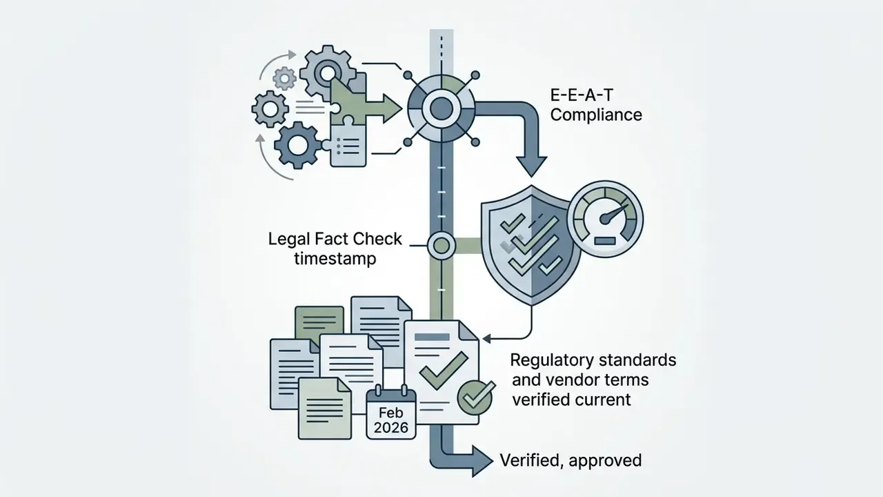 Gears and documents moving through a verification path into a shield and gauge for regulatory approval