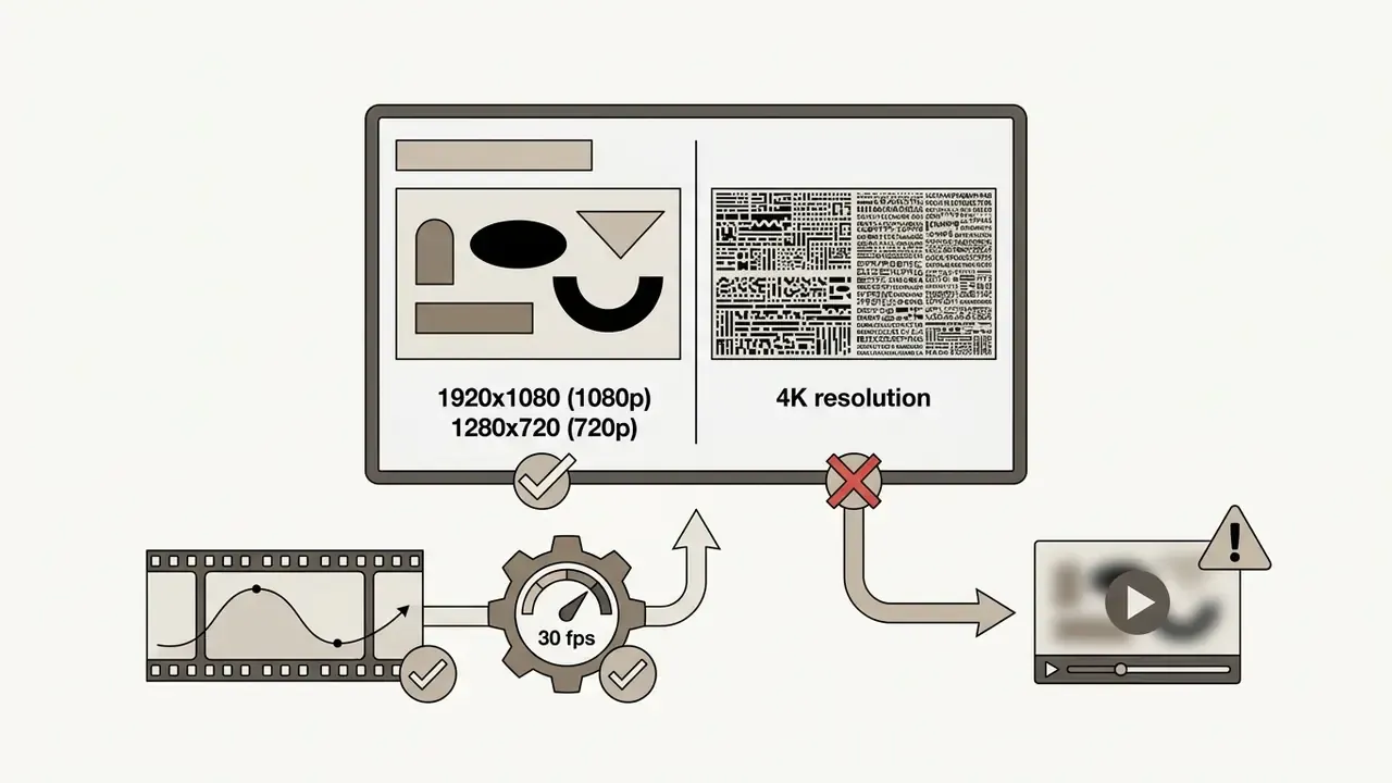 Comparison of screen resolutions showing 1080p and 720p as preferred over 4K for video presentation clarity