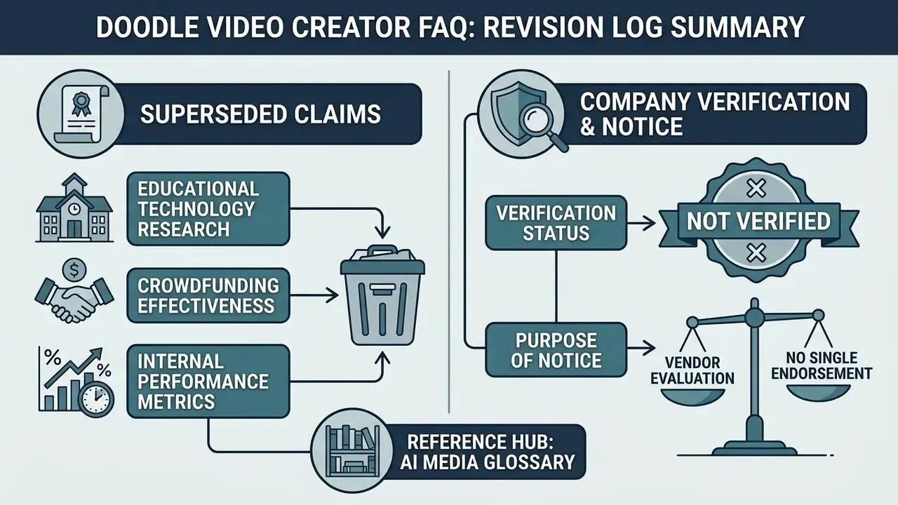 Summary of superseded marketing claims and company verification status displayed with icons and scales