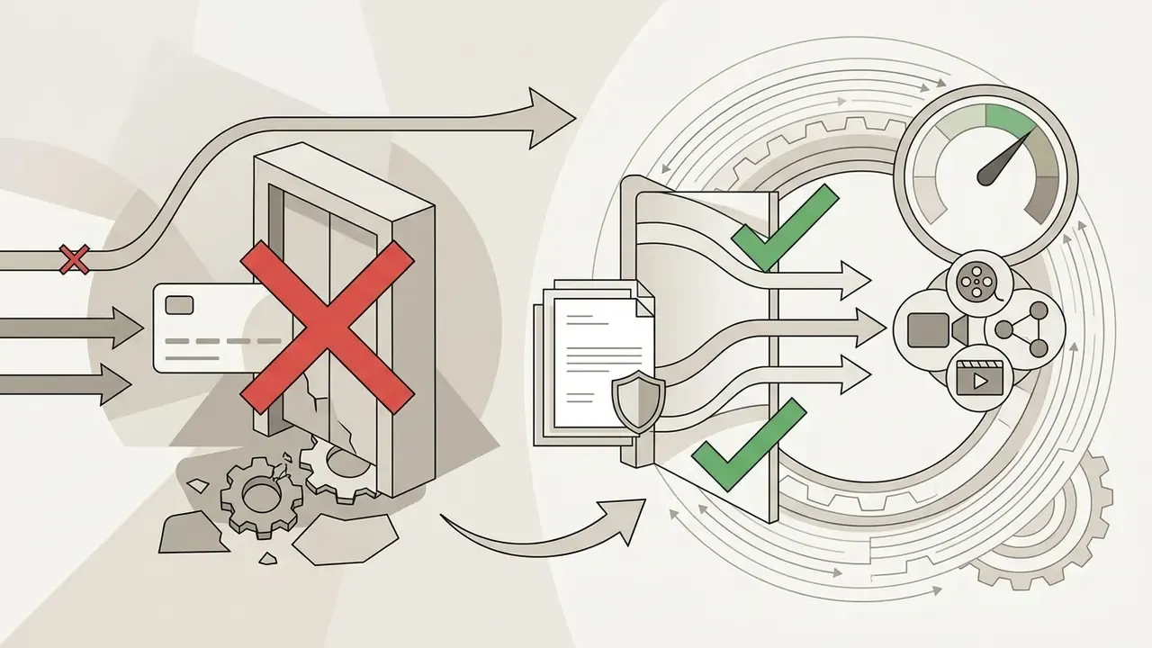 Blocked credit card access to AI tools redirected toward a governed internal gateway and workflow