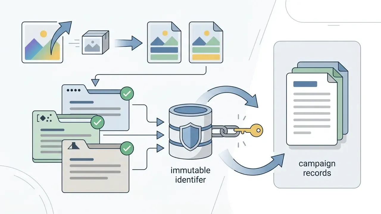 System of folders and files connecting to a secure database to update campaign records