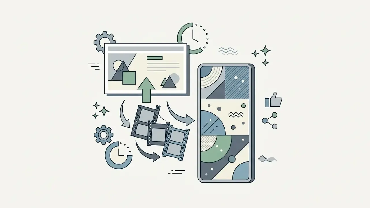Static promotional images being transformed into short video clips for mobile social media feeds