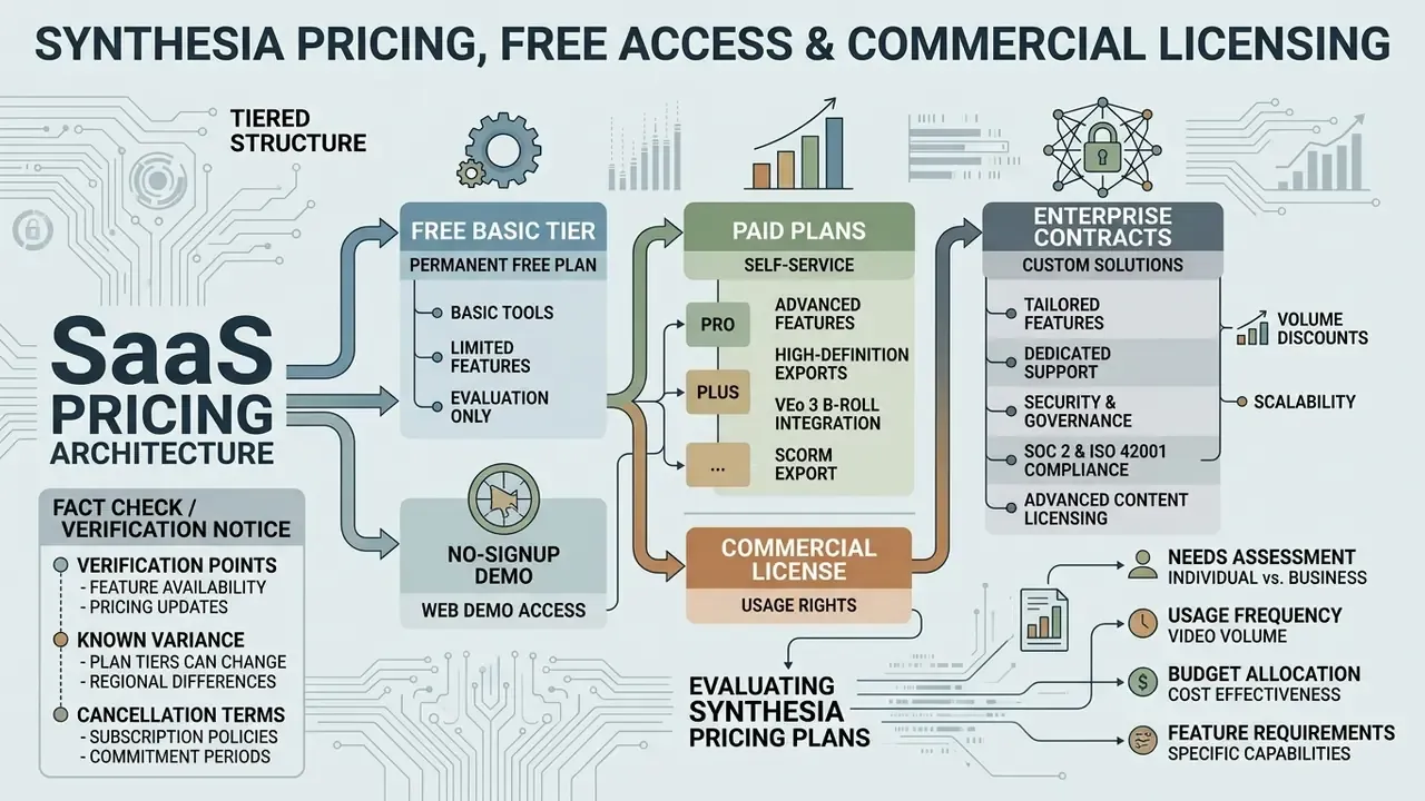 Diagram of SaaS pricing tiers including free plans, paid self-service options, and enterprise contracts