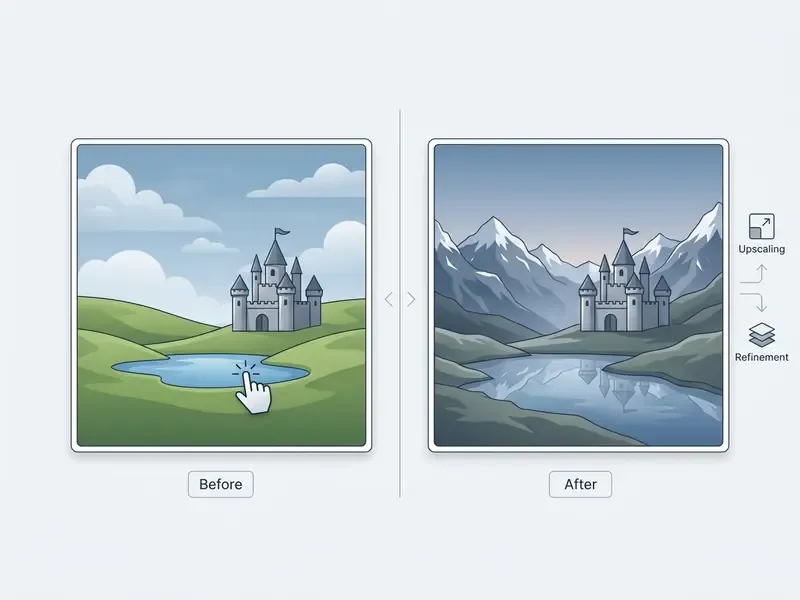 Before and after slider showing ai generated art from image with castle background transformation