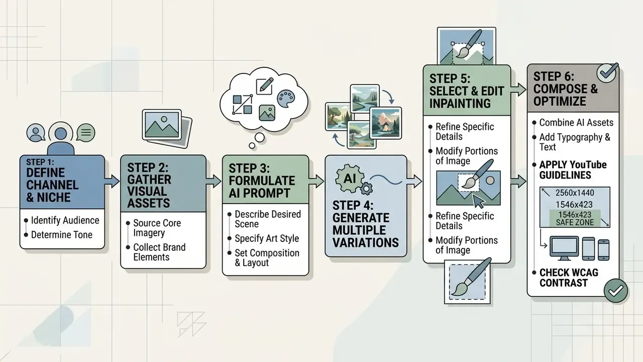 Six sequential stages for designing digital graphics from initial concept to final optimization