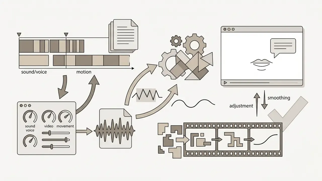 Technical process for adjusting audio and motion synchronization in AI video production software