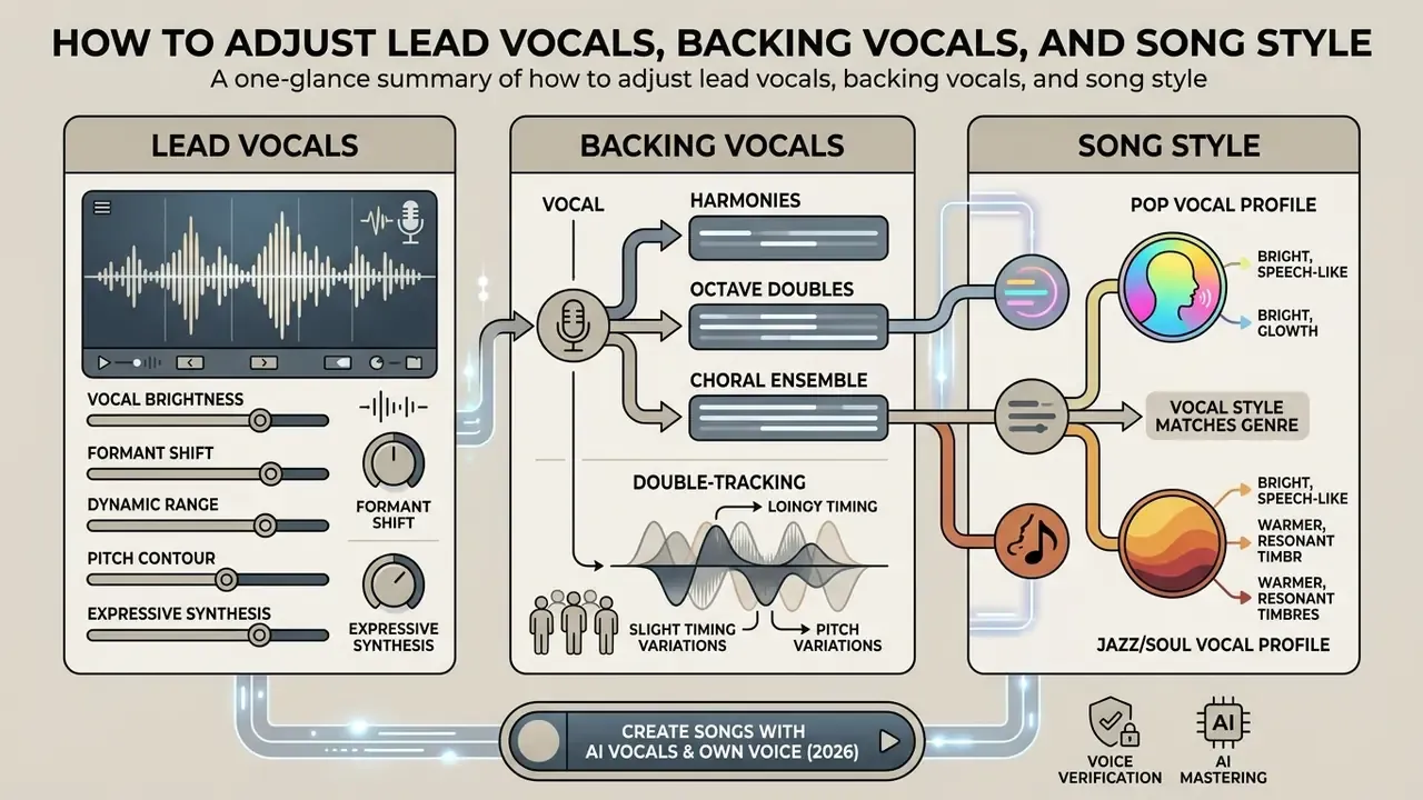 Diagram showing settings for lead vocals, backing vocal arrangements, and specific musical style profiles