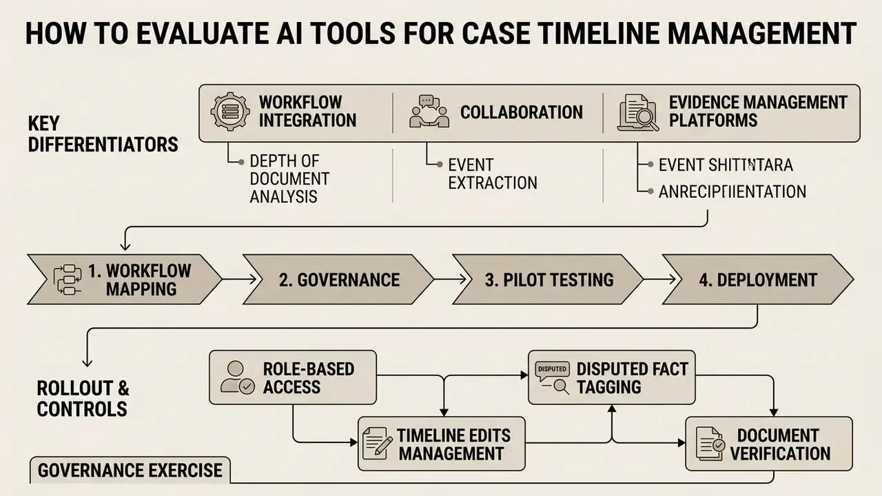 Four-stage implementation plan and control measures for evaluating AI tools in case timeline management