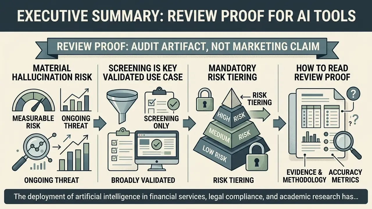Infographic outlining audit requirements for AI tools including risk assessment, screening, and tiering