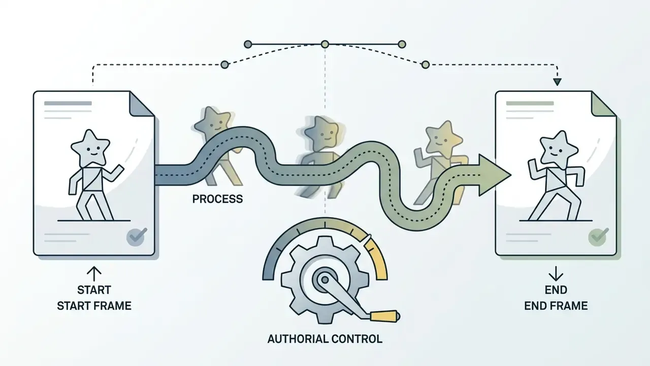 Animated path connecting two document frames with a gear mechanism representing manual user control