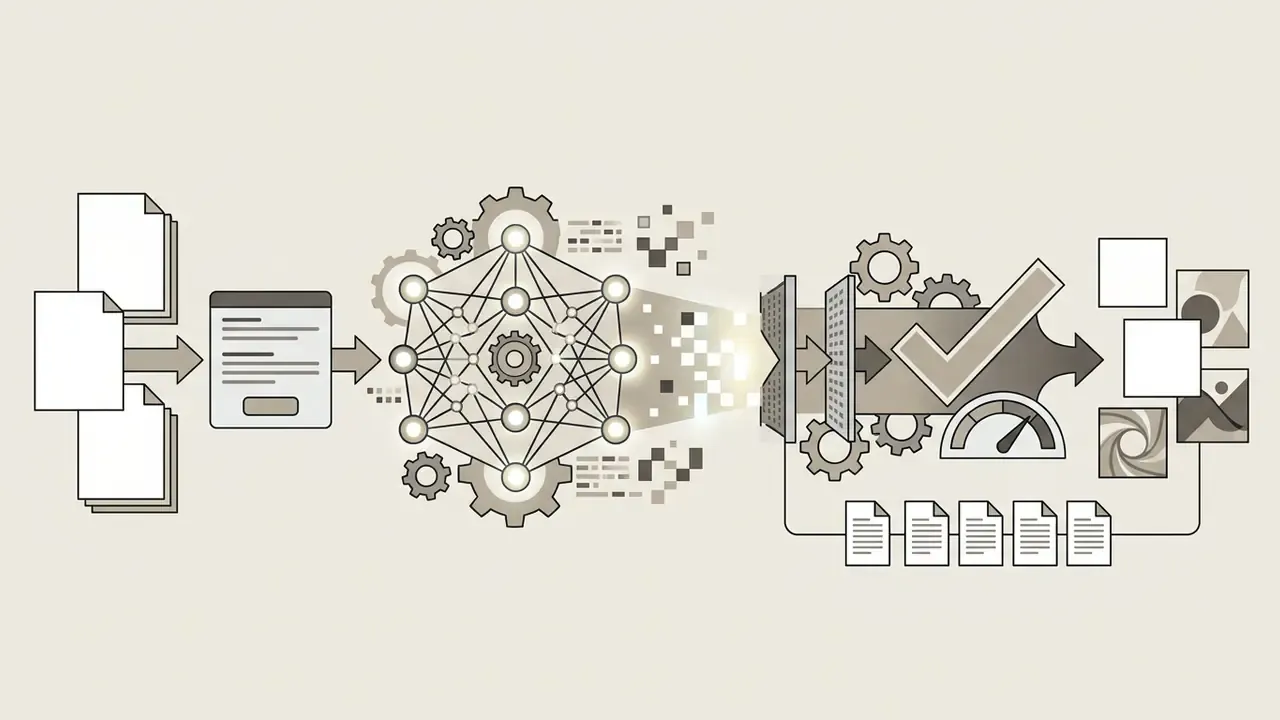 Data processing steps converting input text prompts into stylized visual outputs via a neural network