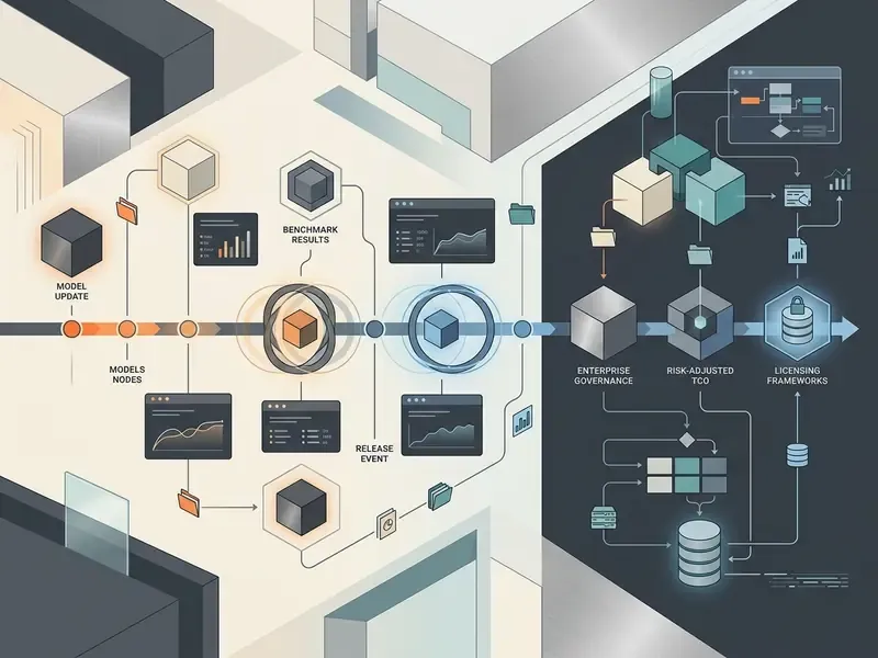 Interactive timeline showing AI model update cycles and enterprise governance workflows