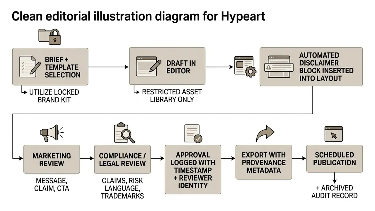 Step by step pipeline showing the sequence from initial template selection to final publication and audit