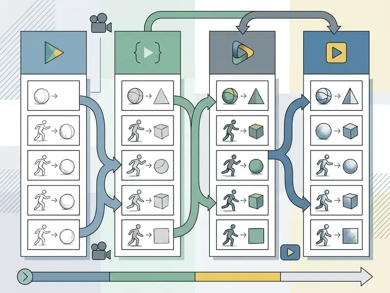 Comparative flow chart showing identical prompt execution across four different video generation models